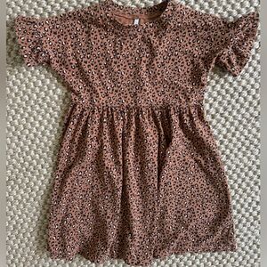 Rylee and Cru girl’s leopard print cotton dress with ruffle sleeves 8-9 years